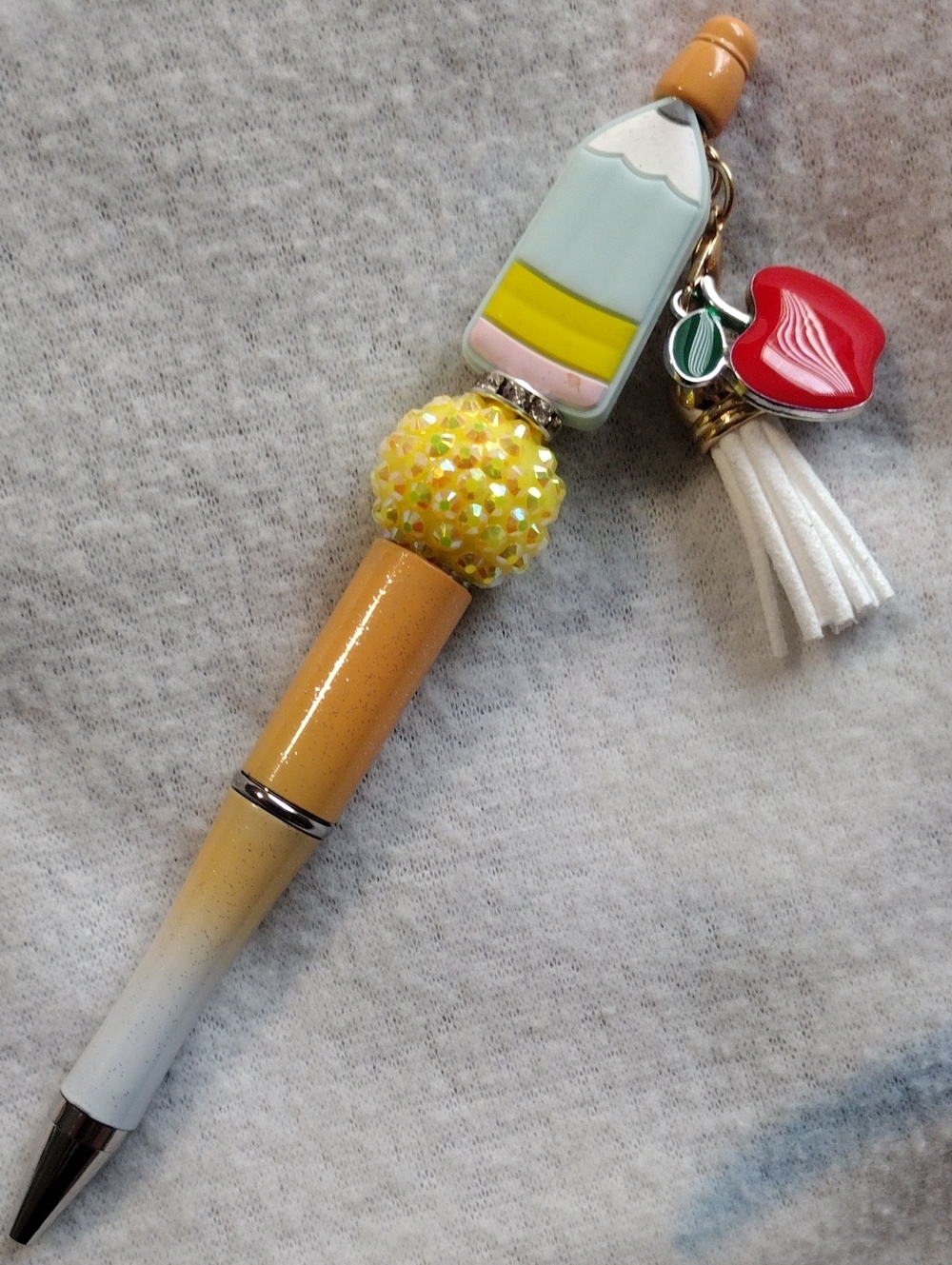 Yellow Ombre Decorative Ballpoint Pen with Charm - Home Office